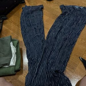 blue and white striped flowy pants